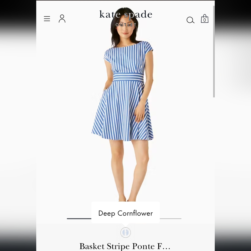Kate Spade Blue Striped Women's Dress, Size S